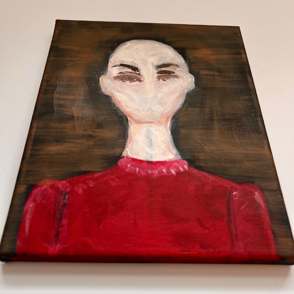 Silenced – Lady in Red - Faceless Collection | 8x10 Acrylic Abstract Art - Picture 5 of 7